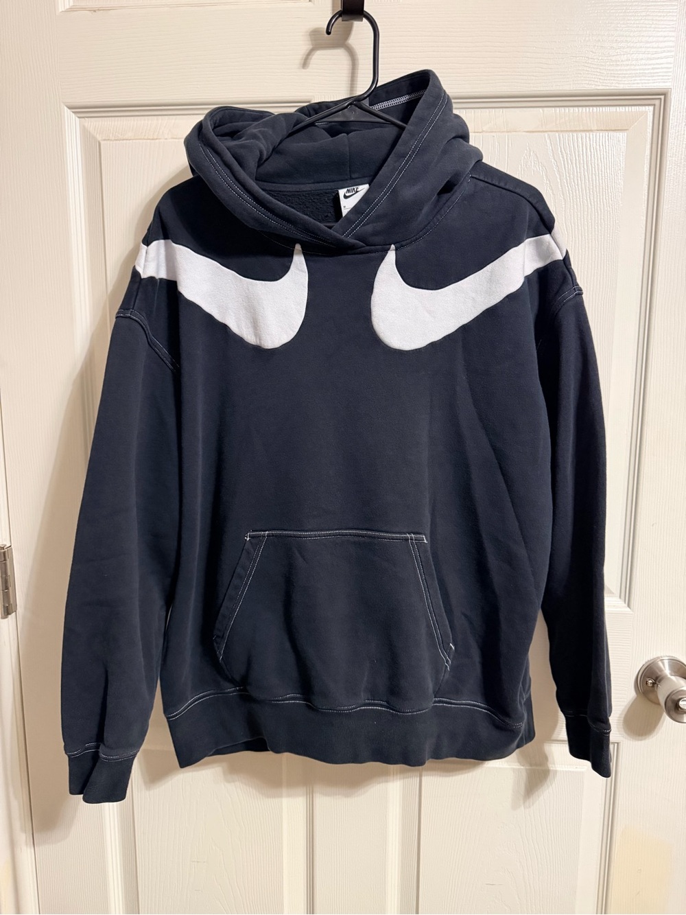 Nike Black Hoodie with White Double Swoosh
